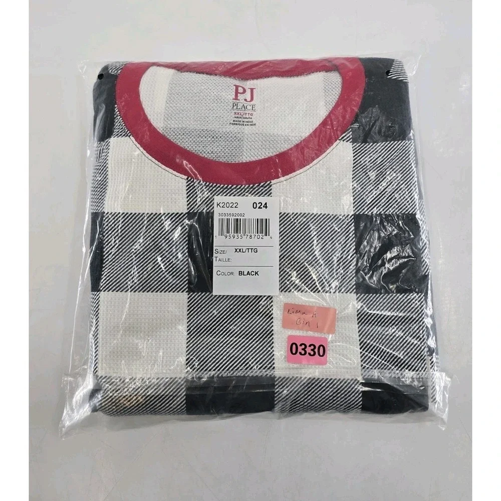 NEW The Children's Place Adult Pajamas‎ - White/Black Plaid - Size XXL